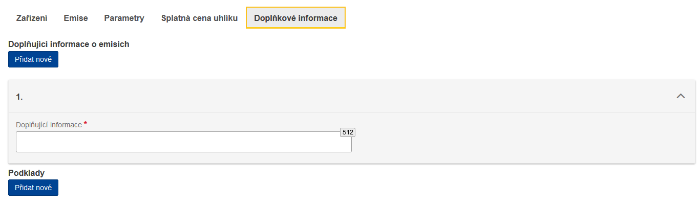 CBAM portál Doplnové informace